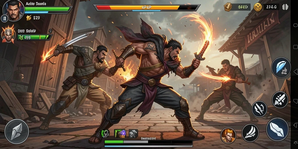 Tangkapan layar utama menampilkan aksi bertarung seru dalam game 4P4P.