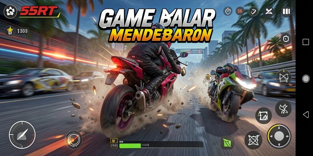 Gameplay seru 55RT dengan motor balap terbaik.