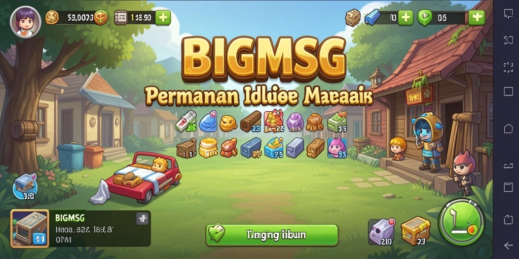 Screenshot utama yang menampilkan gameplay Idle yang menarik dan beragam.