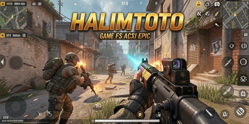 Screenshot menunjukkan aksi seru dalam pertempuran FPS.