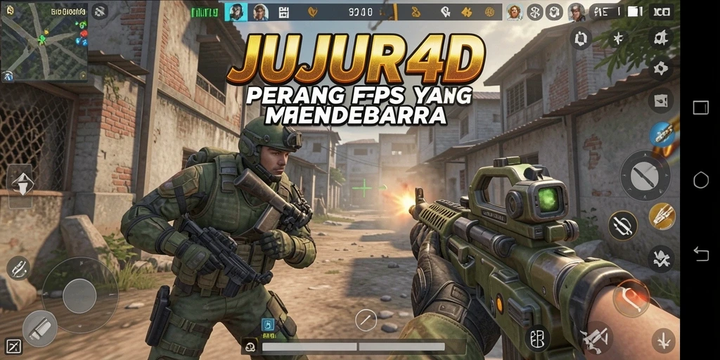 Tampilan gameplay JUJUR4D dengan aksi tembak-menembak yang intens.
