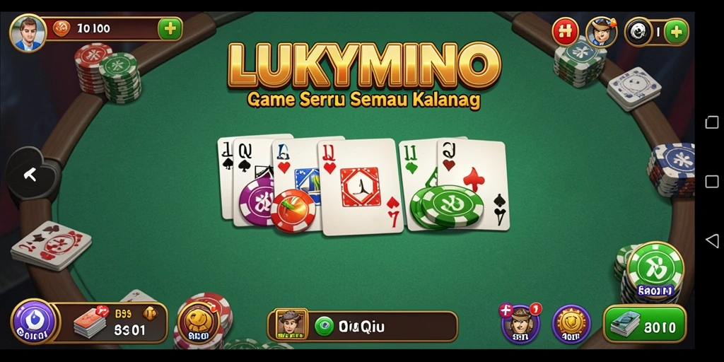 Screenshot gameplay LUKYMINO menampilkan serunya bermain QiuQiu.