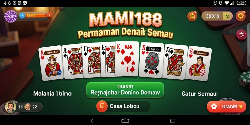 Tampilan layar utama MAMI188 menampilkan gameplay Domino yang seru.