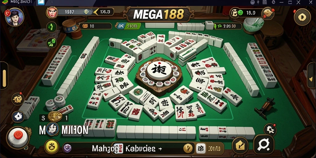 Tampilan gameplay MEGA188 yang menakjubkan saat mencocokkan ubin Mahjong.
