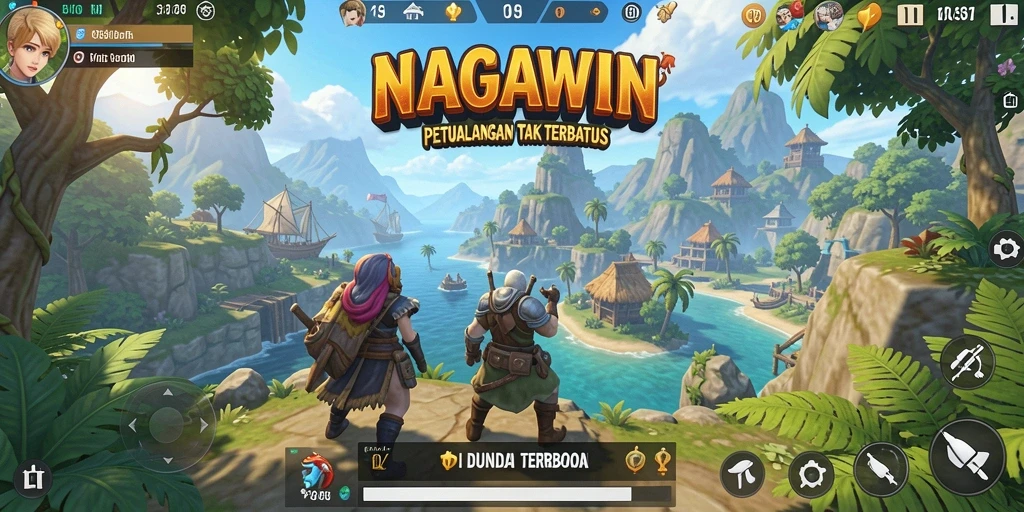 Screenshot menampilkan aksi seru di dunia terbuka NAGAWIN.