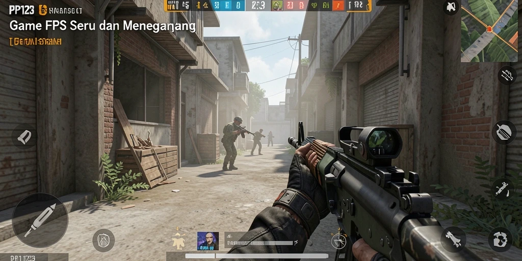 Screenshot utama PP123 yang menampilkan intensitas permainan FPS yang seru.