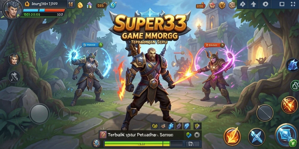 Screenshot SUPER33 menampilkan aksi pertarungan seru dalam dunia MMORPG.