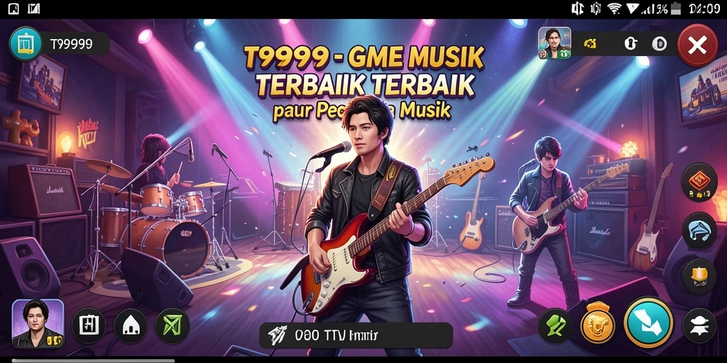 Screenshot permainan T9999 yang menampilkan pengalaman bermain musik seru.
