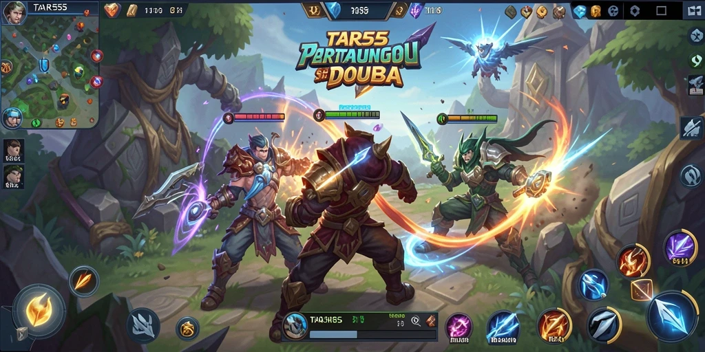 Gameplay seru TAR555 dengan aksi pertarungan intens di arena MOBA.