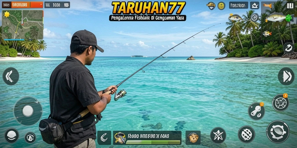 Tangkapan layar gameplay TARUHAN77 dengan suasana memancing yang mendebarkan.