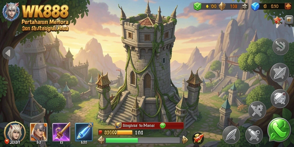 Tangkapan layar dari gameplay WK888 yang mendebarkan dalam Tower Defense.